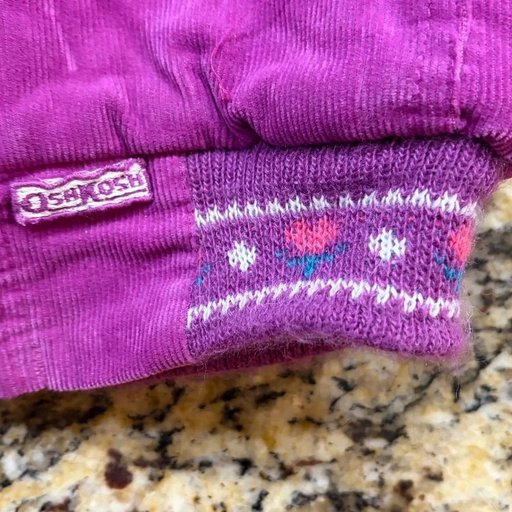 Vintage OshKosh Bgosh Purple Corduroy Sherpa Lined Hooded Jacket‎ Girls 6X USA